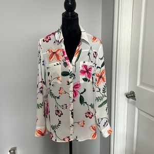 Express Portofino Blouse Floral Print Size Large Slim